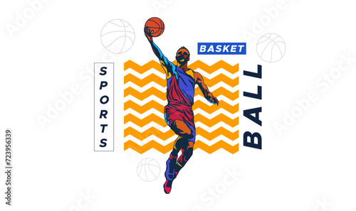 Vector silhouette of basketball athlete. Basketball national sport design. Sports athlete silhouette elements. Design with the concept of celebrating National Sports Day. This is not Generative AI
