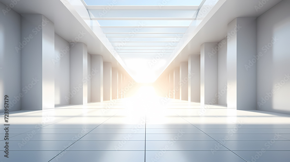 Obraz premium 3D space, light shining from above, empty room
