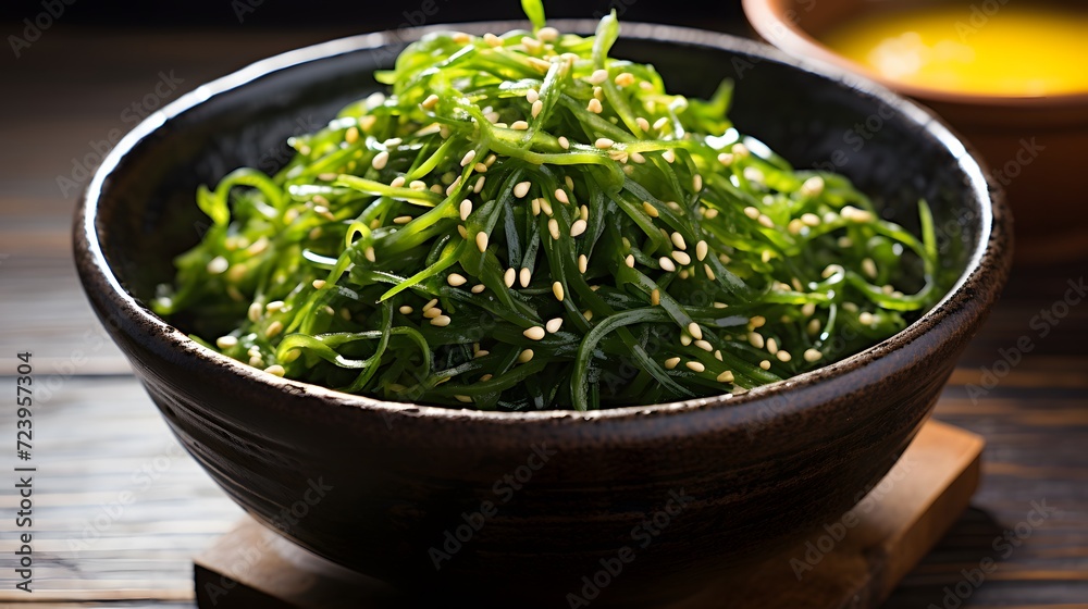 Bowl of seaweed salad from Japan.