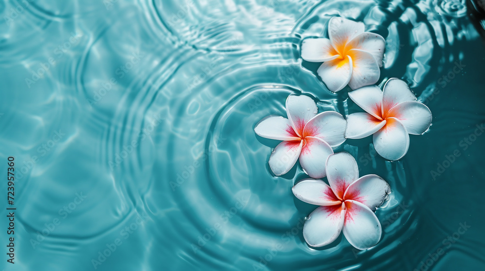 Water surface with rings and flowers, Spa background. Water surface with rings and flowers, Spa background.