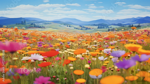 Colorful flowers background, spring season concept