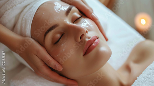 Face massage in spa. 