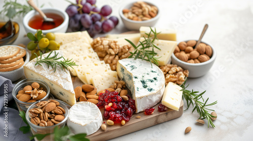 Artisanal Cheese Selection with Grapes and Nuts