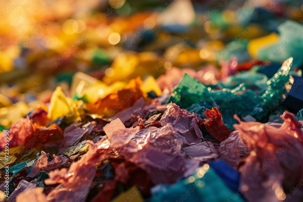 a plastic of colorful recyclable materials showcasing the vibrant textures and varied hues of plastic, paper, and glass, emphasizing the importance of waste reduction and recycling a plastic of colorful recyclable materials showcasing the vibrant textures and varied hues of plastic, paper, and glass, emphasizing the importance of waste reduction and recycling