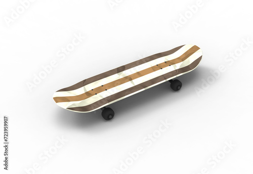 skateboard top view with shadow 3d render