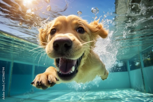 golden dog swimming in pool © iqra