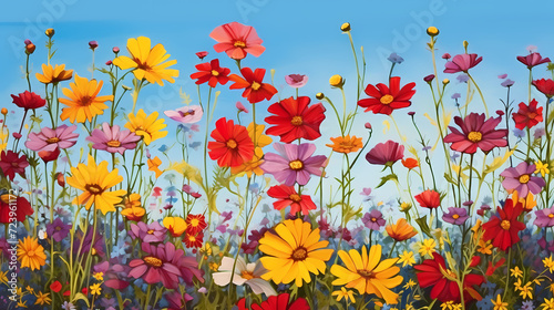 Colorful flowers background, spring season concept