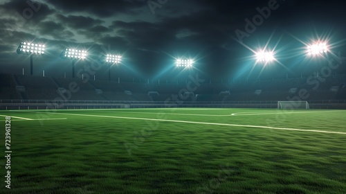 Nighttime Football, Creative Concept of an Empty Stadium © Jiraphiphat