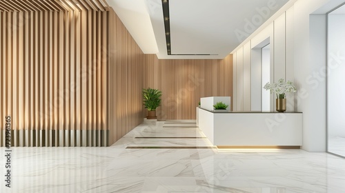 Spacious Elegance  Modern Reception Counter in a Luxury Contemporary Lobby