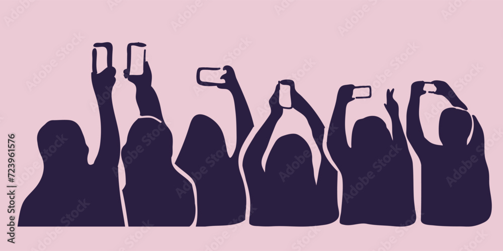 Vector silhouette of people taking picture using mobile phone Vector silhouette of people taking picture using mobile phone