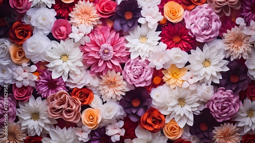 Colorful flowers background, spring season concept