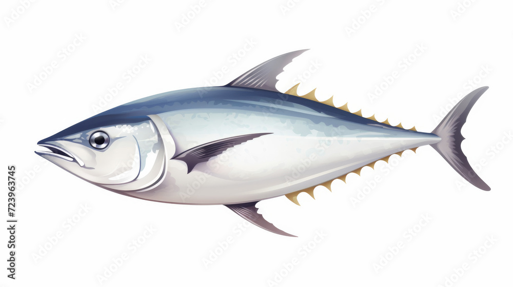 Fish - A Skipjack tuna on a white background Fish - A Skipjack tuna on a white background