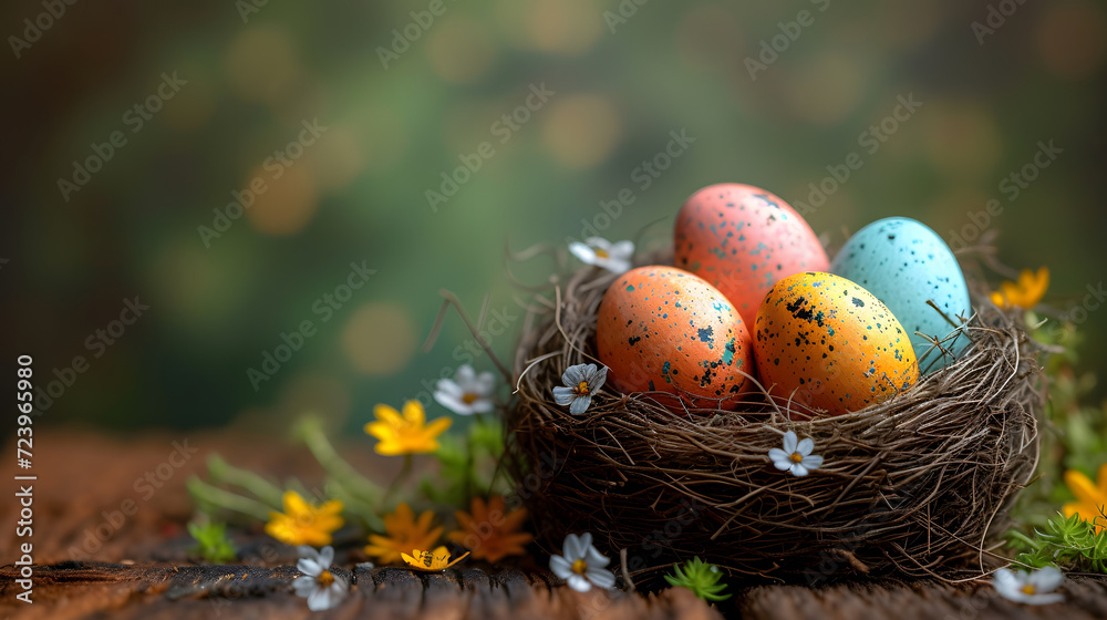 Bird Nest Filled With Eggs on a Wooden Table Bird Nest Filled With Eggs on a Wooden Table