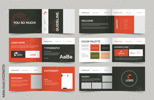 Landscape Brand Guidelines Template, Brand Identity Presentation Layout, Logo Guideline template, Brand Guidelines