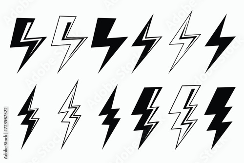 lightning icon set ,thunder icon,electric power,electric fish,thunder,Fast speed power,Flash icon,Lightning bolt sign