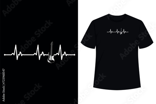 Acoustic Guitar Heartbeat Shirt - Guitar Musician T-Shirt