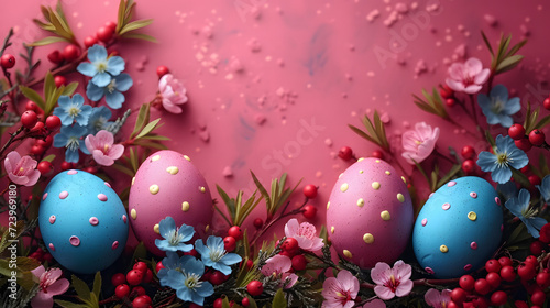 Group of Blue and Pink Eggs on Table