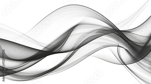 Light gray and black smooth curved lines on a white background. Abstract black and white background.