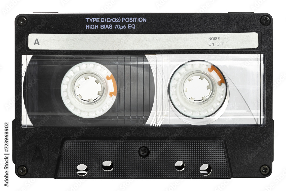 Fototapeta premium old black audio cassette isolated