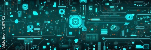 aqua abstract technology background using tech devices and icons 