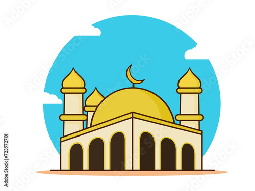 Golden Mosque Vector Icon Illustration. Moslem Building Icon Concept Isolated Premium Vector. Flat Cartoon Style (ID: 723972701)
