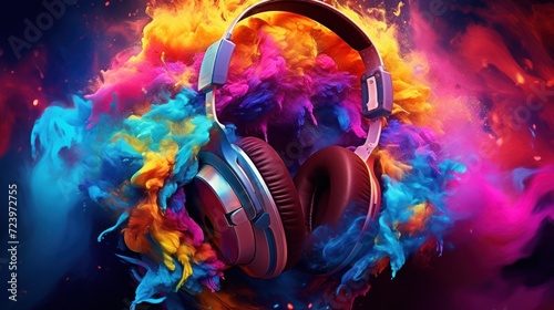 Headphones in paint powder UHD Wallpaper