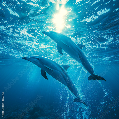 A pair of dolphins underwater