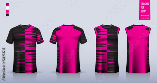 Soccer jersey, football kit, sportswear, basketball uniform, tank top, running singlet or t-shirt mockup. Fabric pattern design. 