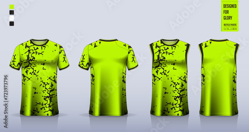 Soccer jersey, football kit, sportswear, basketball uniform, tank top, running singlet or t-shirt mockup. Fabric pattern design. 