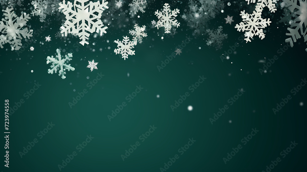 Fototapeta premium Beautiful winter Christmas glowing background with falling snowflakes, winter background