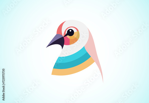 Geometric multi colored bird. Bird logo design vector illustration