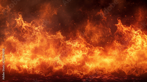 Inferno Illumination: A Powerful Fire Consuming the Ground with Intense Flames and Sparks