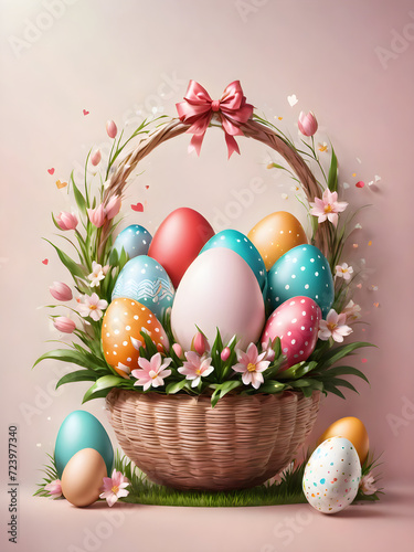 easter eggs in a basket