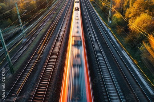 Capturing The Symmetry And Speed Of A Fast Train From An Elevated Perspective: Centered And Ample Copy Space