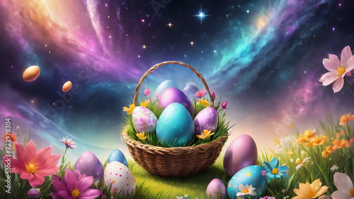 easter eggs in a basket
