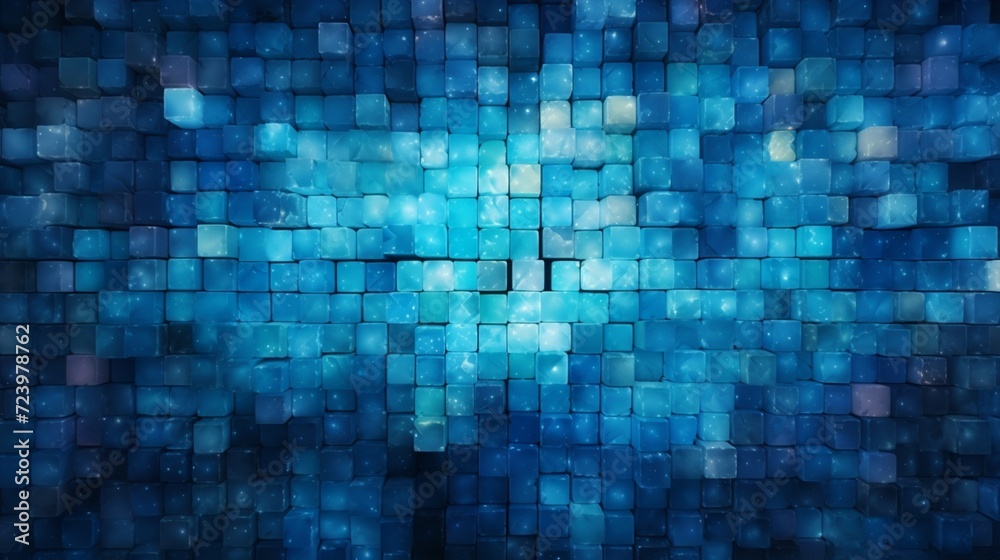 Radiant Serenity: Ethereal Fusion of Gray and Blue in Abstract Pixel Brilliance - A Mesmerizing Glowing Plastic Backdrop Infused with Modern Artistry and Technological Elegance