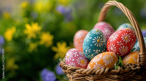 Basket of decorated Easter eggs