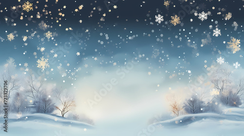 Beautiful winter Christmas glowing background with falling snowflakes, winter background © bao