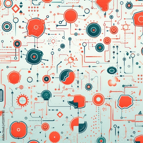 coral abstract technology background using tech devices and icons 
