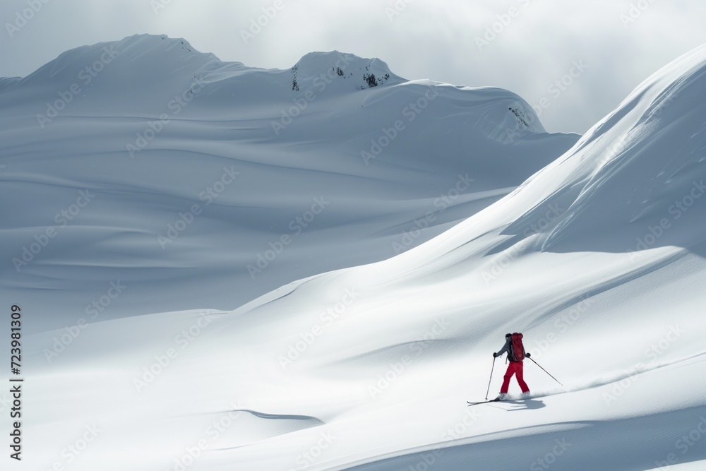 Captivating Image: Skillful Skier Conquers Majestic Snowy Slopes