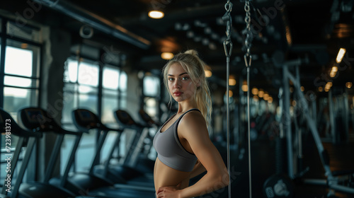 Beautiful blonde woman in the gym