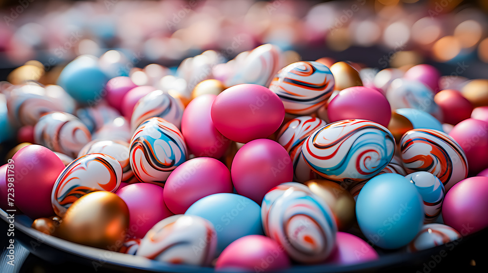 Easter eggs with a unique pattern (Generative AI)