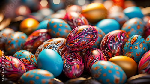 Obraz na płótnie Easter eggs with a unique pattern (Generative AI) w salonie
