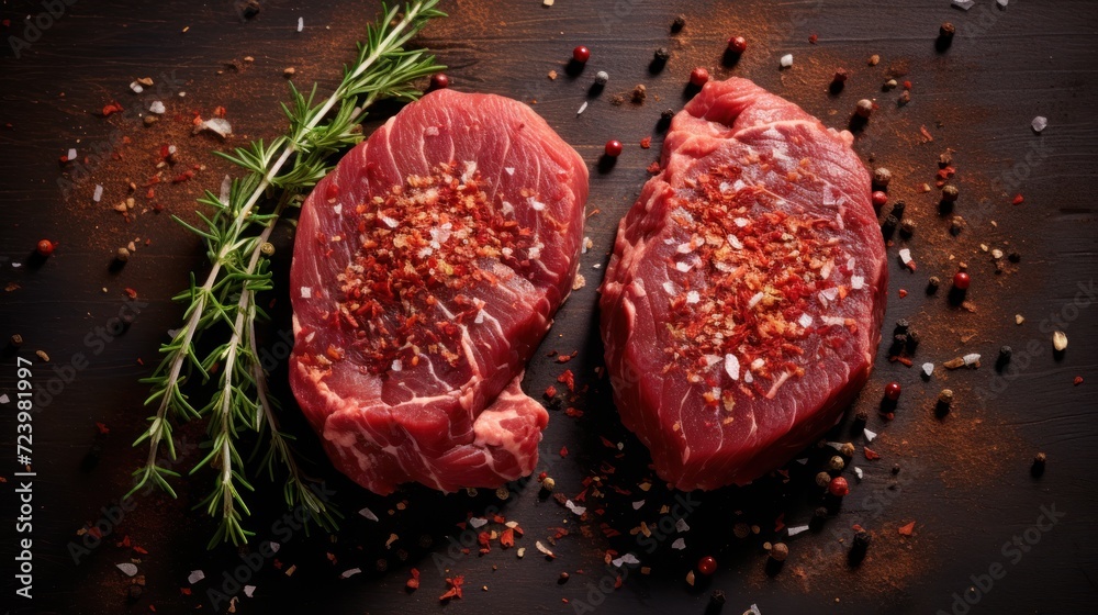 heart shaped beef steaks spices UHD Wallpaper