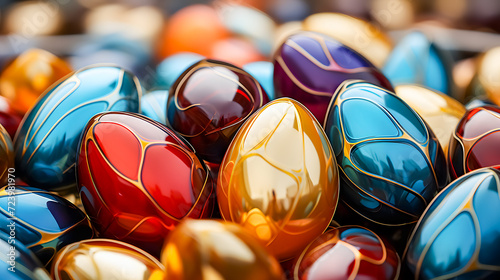 Obraz na płótnie shiny metallic Easter eggs (Generative AI) w salonie