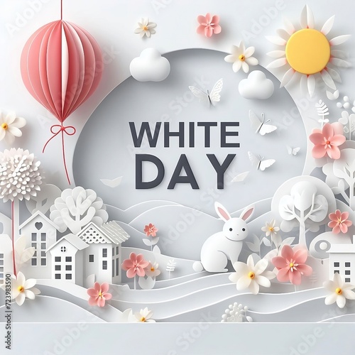 Happy White Day Sale Banner in Vector Illustration poster with Background design with space for copy created with generative ai