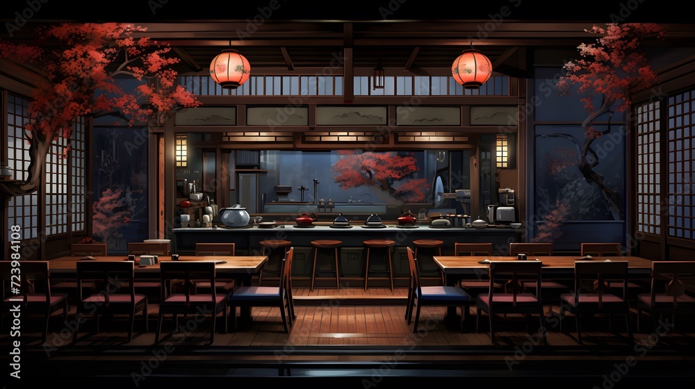 Interior of a Japanese restaurant.