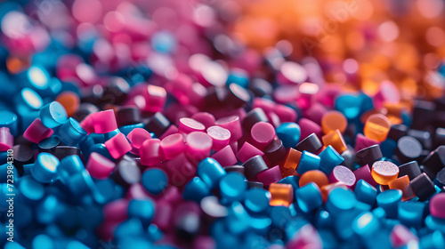 Obraz na płótnie Plastic pellets Background Close-up Plastic granules Polymer plastic beads resin polymer