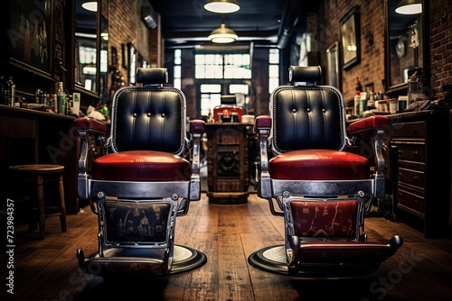 Urban energy. barbershop fusion of classic and modern style in vibrant neighborhood