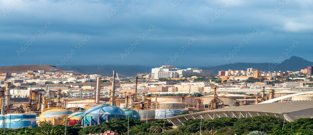 Skyline of the moderns districts of the seaport of Santa Cruz de Tenerife, Tenerife Island, Canary Islands, Spain Skyline of the moderns districts of the seaport of Santa Cruz de Tenerife, Tenerife Island, Canary Islands, Spain